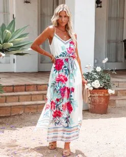 SALT-001 Take Me To Paradise Printed Maxi Dress - Ivory - FINAL SALE -clothes Sales takemetoparadiseprintedmaxidressivory8