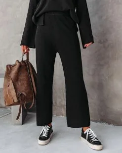 ALL-001 Taking It Easy Wide Leg Pants - Black - FINAL SALE