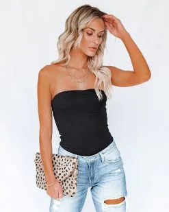 BLUE-001 Talent Strapless Knit Bodysuit - Black - LAST CHANCE