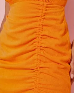 ACOA-001 Tango Ruched Mini Dress - Orange -clothes Sales tangoruchedminidressorange1813