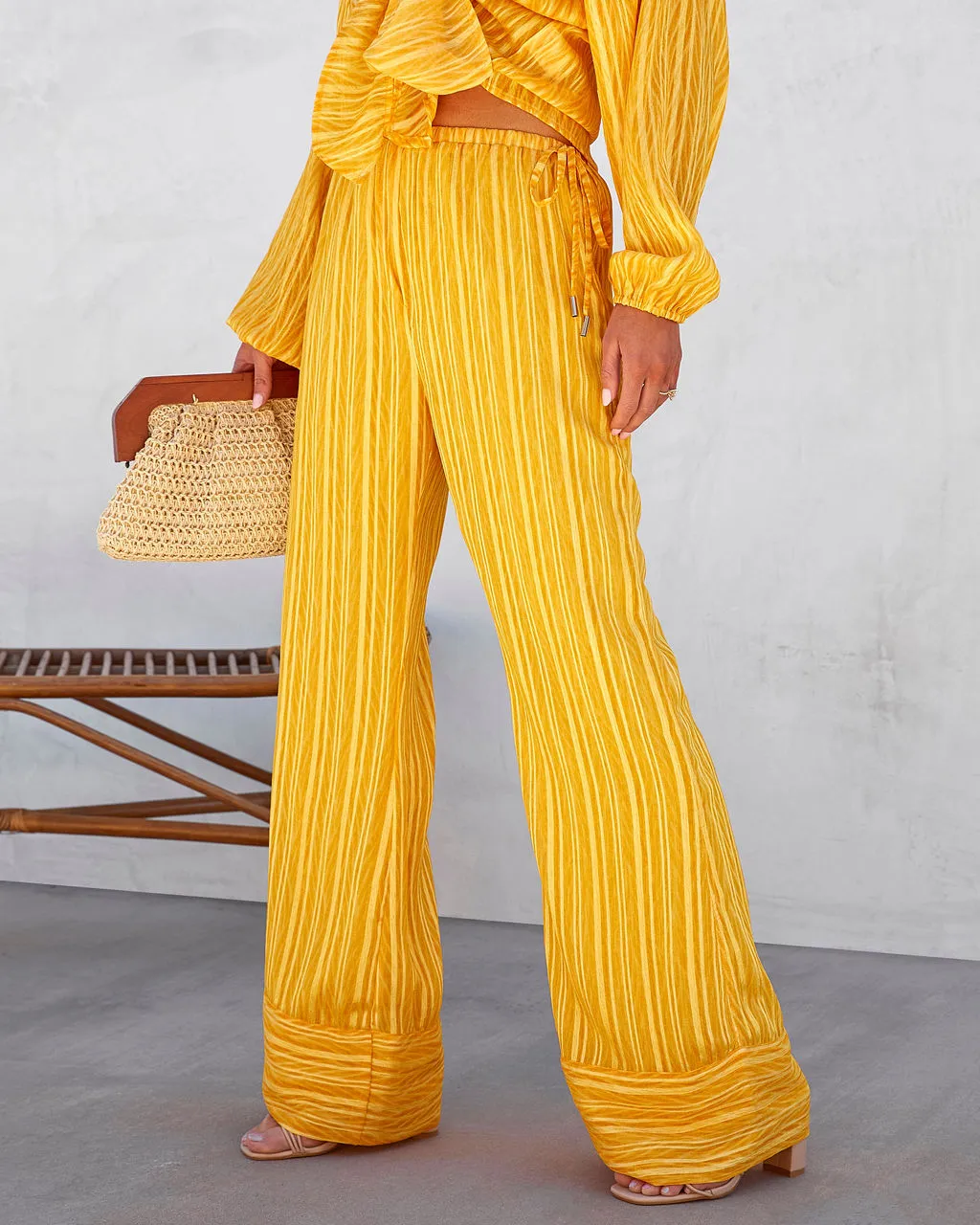EMOR-001 Tatianna High Waisted Wide Leg Pants - Yellow 1 EMOR-001 Tatianna High Waisted Wide Leg Pants - Yellow