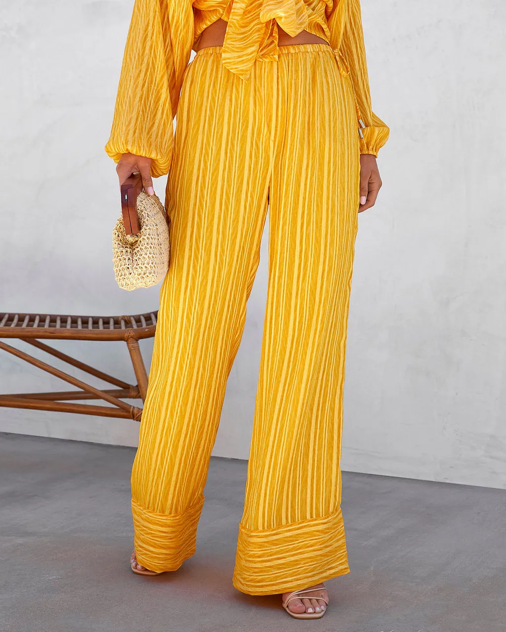 EMOR-001 Tatianna High Waisted Wide Leg Pants - Yellow 4 EMOR-001 Tatianna High Waisted Wide Leg Pants - Yellow - Image 4