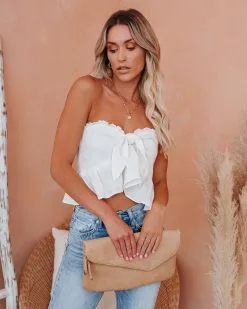 Taylor Linen Blend Strapless Cropped Tie Top - FINAL SALE -clothes Sales taylorlinenblendstraplesscoppedtietop11