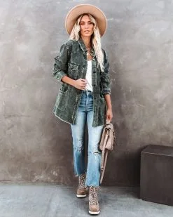Tempted Cotton Pocketed Corduroy Shacket - Olive - FINAL SALE
