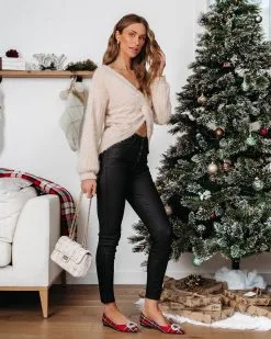 Teresa Front Twist Fuzzy Knit Pullover Sweater - Cream - FINAL SALE -clothes Sales teresafrontwistfuzzyknitpulloversweatercream11