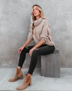 Terrance Cowl Neck Knit Sweater - Light Mocha - FINAL SALE -clothes Sales terrancecowlneckknitsweaterlightmocha124