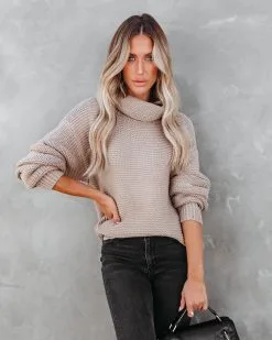 Terrance Cowl Neck Knit Sweater - Light Mocha - FINAL SALE -clothes Sales terrancecowlneckknitsweaterlightmocha88