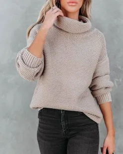 Terrance Cowl Neck Knit Sweater - Light Mocha - FINAL SALE -clothes Sales terrancecowlneckknitsweaterlightmocha93