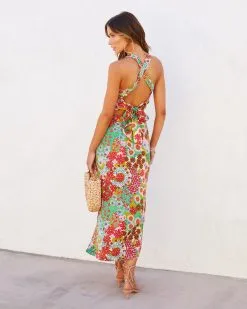 DRES-001 Tokyo Floral Slit Midi Skirt -clothes Sales tokyofloralbacktiecropandmidiskirt89