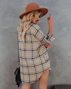 Tucker Cotton Blend Pocketed Plaid Button Down Tunic - SALE -clothes Sales tuckercottonblendpocketedplaidbuttondowntunic25