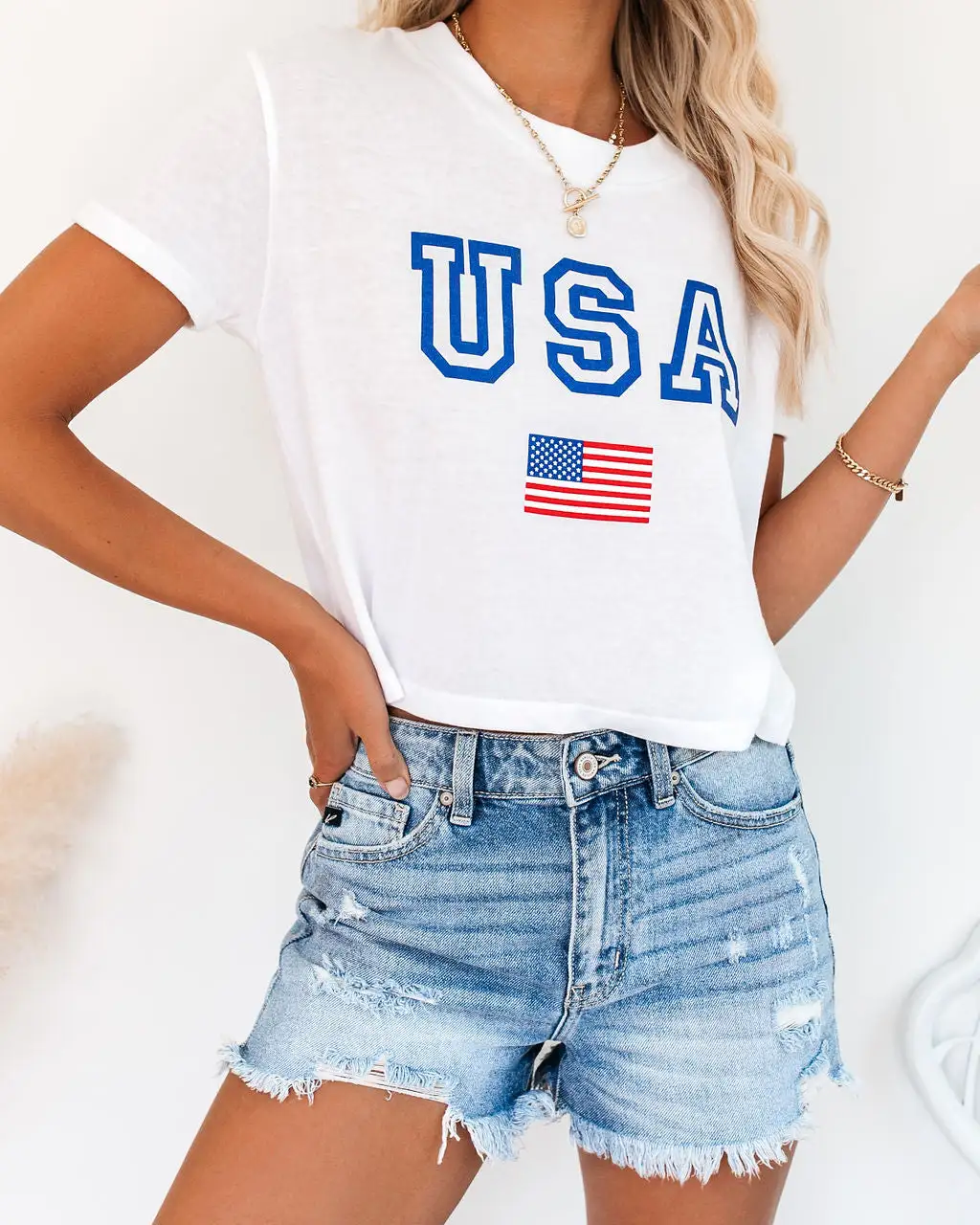 LULU-001 USA Cotton Blend Cropped Tee - FINAL SALE 7 LULU-001 USA Cotton Blend Cropped Tee - FINAL SALE - Image 7