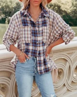 Veryl Cotton Frayed Plaid Button Down Top - FINAL SALE 10 Veryl Cotton Frayed Plaid Button Down Top - FINAL SALE -clothes Sales verylcottonfrayedplaidbuttondowntop24