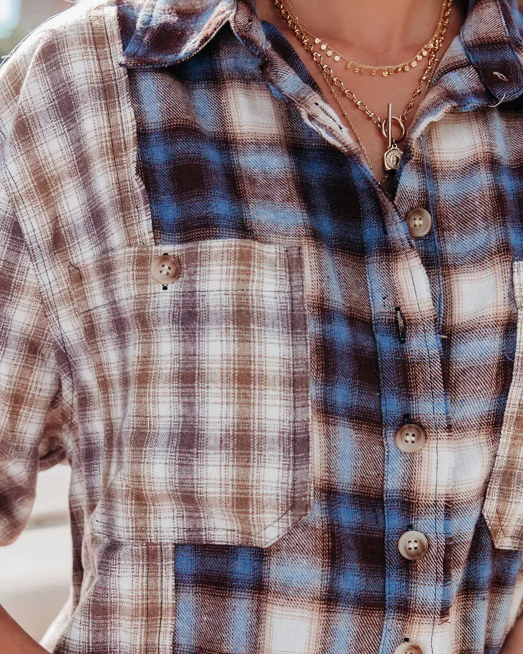 Veryl Cotton Frayed Plaid Button Down Top - FINAL SALE 2 Veryl Cotton Frayed Plaid Button Down Top - FINAL SALE - Image 2