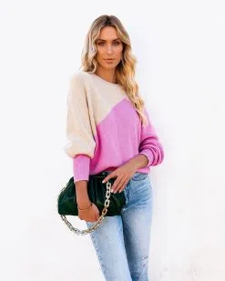 Vice Versa Colorblock Knit Sweater - Taupe Fuchsia - FINAL SALE 15 Vice Versa Colorblock Knit Sweater - Taupe Fuchsia - FINAL SALE -clothes Sales viceversacolorblockknitsweater13