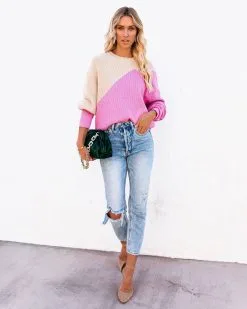 Vice Versa Colorblock Knit Sweater - Taupe Fuchsia - FINAL SALE 17 Vice Versa Colorblock Knit Sweater - Taupe Fuchsia - FINAL SALE -clothes Sales viceversacolorblockknitsweater4