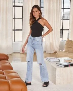 BLUE-001 Vida Ribbed Halter Bodysuit - Black 11 BLUE-001 Vida Ribbed Halter Bodysuit - Black -clothes Sales vidaribbedhalterbodysuitblack0051