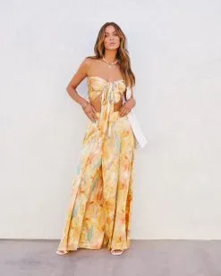 AAKA-001 Wanderlust Soul Satin Printed Wide Leg Pants