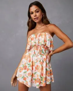 Big Bouquet Energy Strapless Smocked Romper