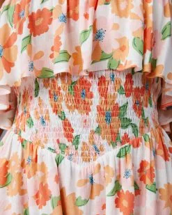 Big Bouquet Energy Strapless Smocked Romper -clothes Sales wednesdayfloraldress pinkorange 7734