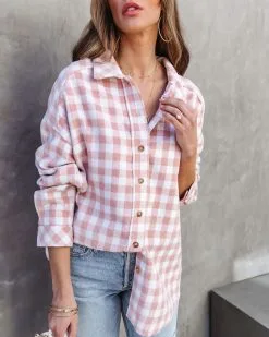 Weekend Road Trip Gingham Button Down Top - FINAL SALE