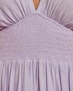 Whisked Away Smocked Halter Pocketed Tiered Maxi Dress - Lavender -clothes Sales whiskedawaysmockedhalterpocketedtieredmaxidresslavender951