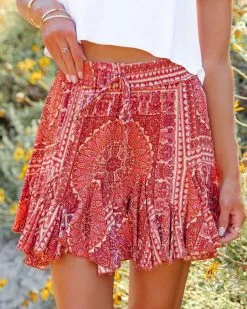 AAKA-001 Whitfield Paisley Ruffle Mini Skirt