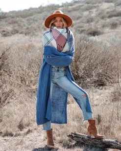 Your Own World Knit Duster Cardigan - Blue - LAST CHANCE