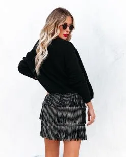 ENDL-001 Zoie Studded Fringe Mini Skirt - Black - SALE -clothes Sales zoiestuddedfringeminiskirtblack16