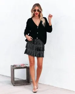 ENDL-001 Zoie Studded Fringe Mini Skirt - Black - SALE -clothes Sales zoiestuddedfringeminiskirtblack5