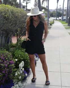 Emily Pocketed Drawstring Romper - Black -clothes Sales 02 05 2023 20 31 18