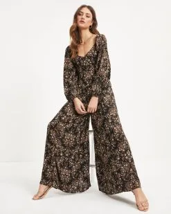 Ruthie Floral Tie Back Jumpsuit - Black - FINAL SALE