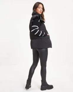 Winter Glam Pocketed Ruffle Puff Vest - Black - FINAL SALE -clothes Sales 03 WinterGlamPocketedRufflePuffVest Black 0238