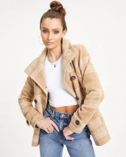 Let'S Talk News Pocketed Jacket - Camel - FINAL SALE
