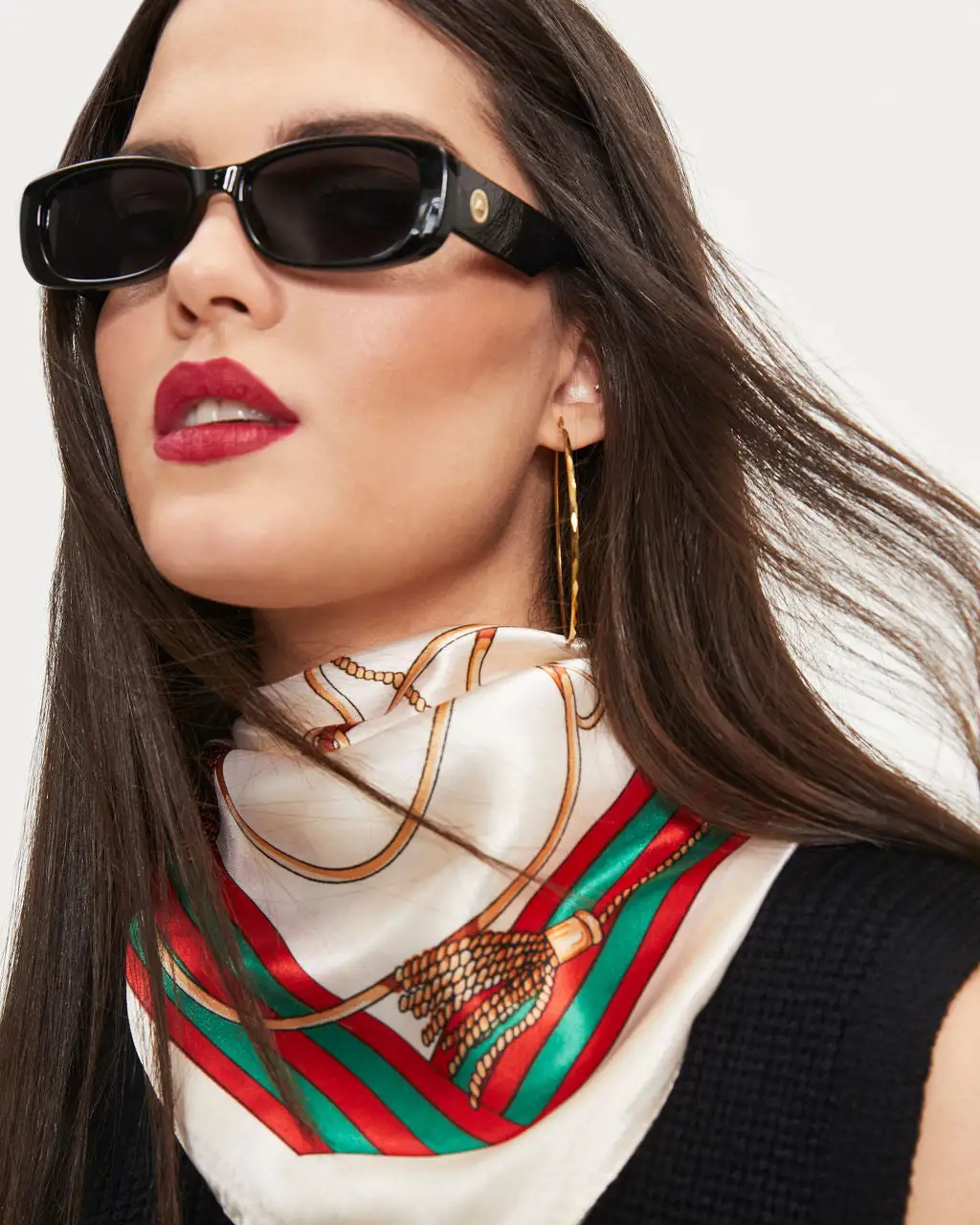 Emiliana Satin Printed Scarf - Ivory - LAST CHANCE 1 Emiliana Satin Printed Scarf - Ivory - LAST CHANCE