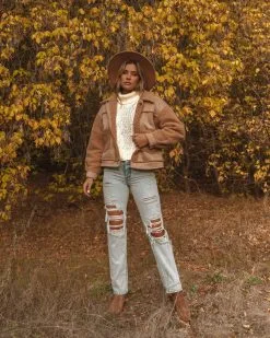 Cherrybark Pocketed Sherpa Jacket - Mocha - FINAL SALE -clothes Sales 0L4A7354