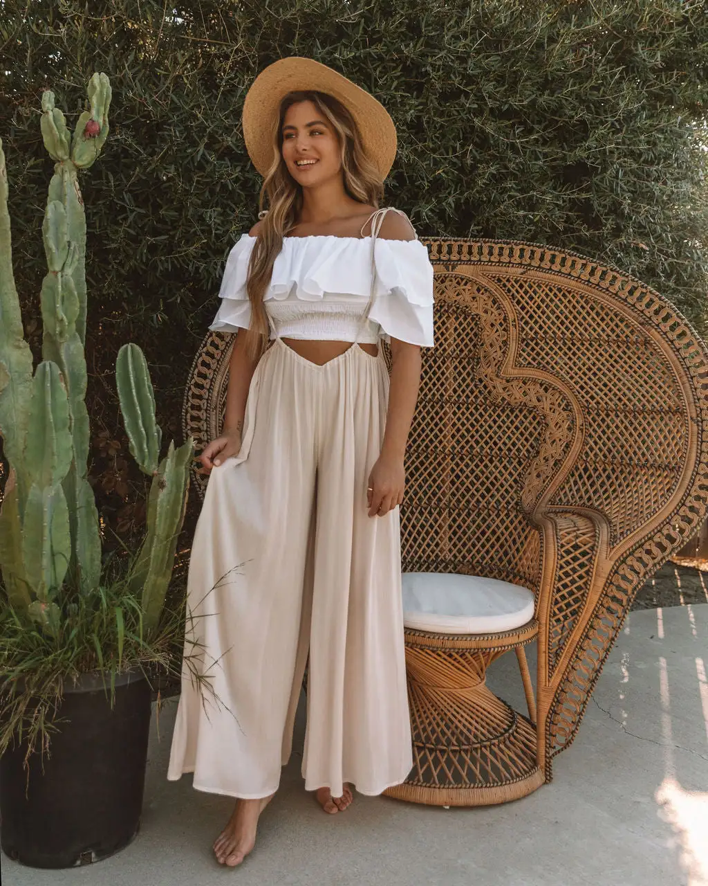 Madison Woven Tie Overalls - Bone - FINAL SALE 7 Madison Woven Tie Overalls - Bone - FINAL SALE - Image 7