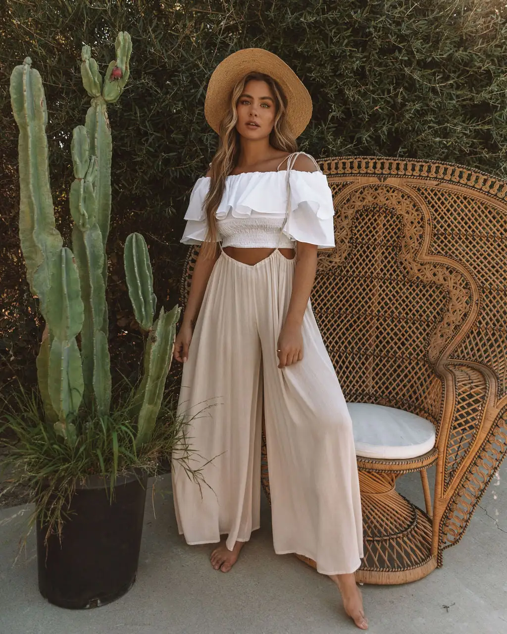 Madison Woven Tie Overalls - Bone - FINAL SALE 1 Madison Woven Tie Overalls - Bone - FINAL SALE