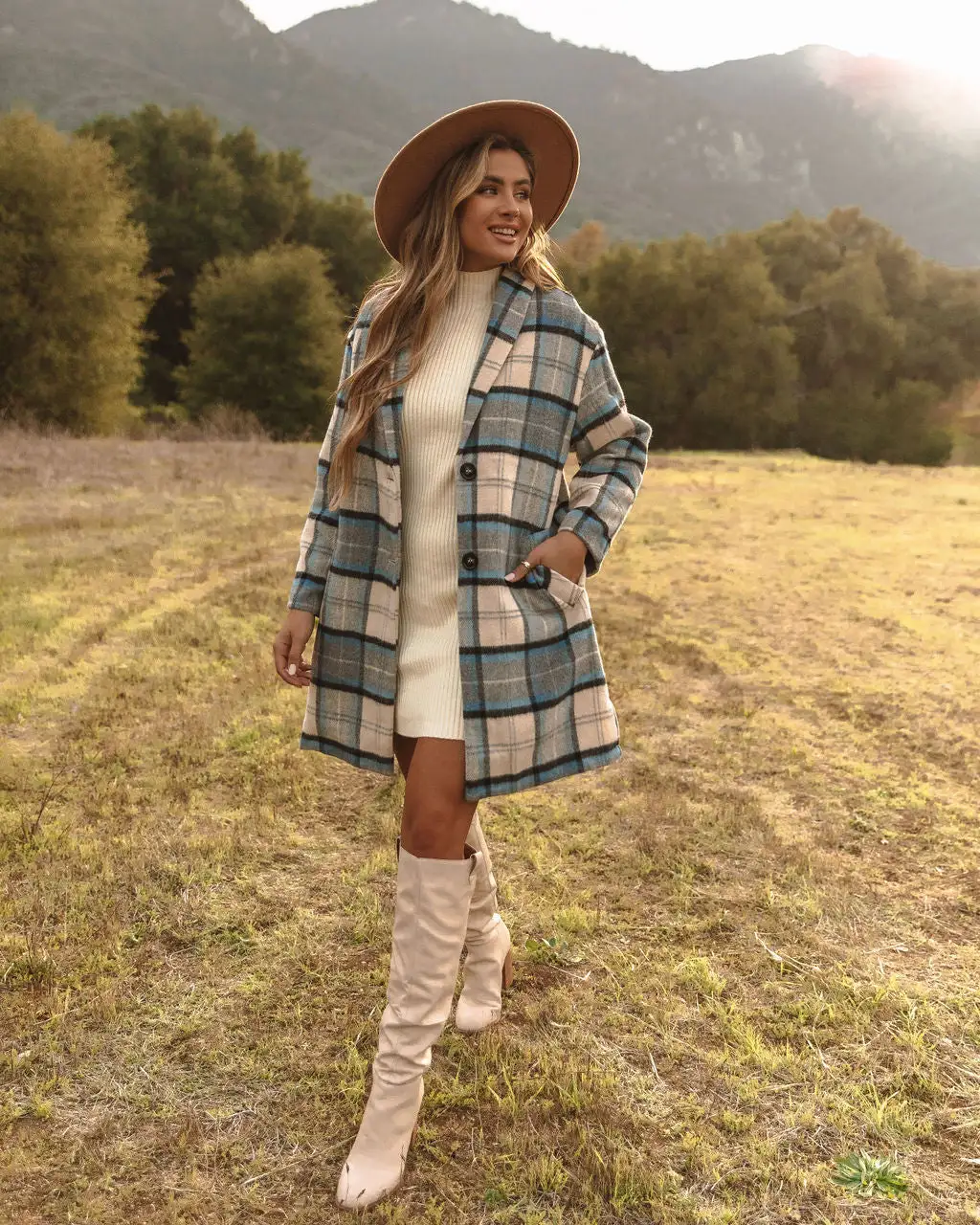 Igloo Pocketed Plaid Coat - Blue - FINAL SALE 5 Igloo Pocketed Plaid Coat - Blue - FINAL SALE - Image 5