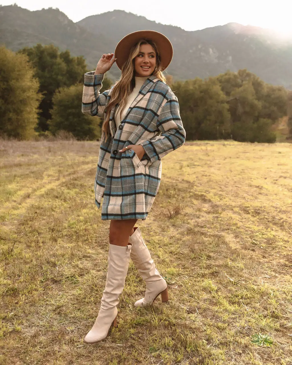 Igloo Pocketed Plaid Coat - Blue - FINAL SALE 7 Igloo Pocketed Plaid Coat - Blue - FINAL SALE - Image 7