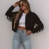 Daron Cropped Fringe Faux Suede Jacket - Black - FINAL SALE