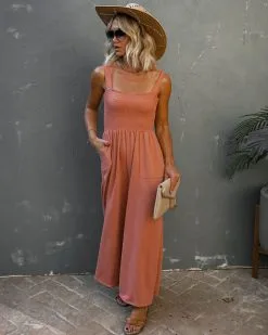 Mattea Smocked Pocketed Jumpsuit - Sienna 8 Mattea Smocked Pocketed Jumpsuit - Sienna -clothes Sales 1 21