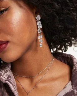 Wishing And Hoping Crystal Drop Earrings - Silver - FINAL SALE