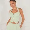 Xanthe Cropped Halter Vest - Mint