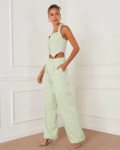 Xanthe Cropped Halter Vest - Mint -clothes Sales 12758SKV MINT 9482
