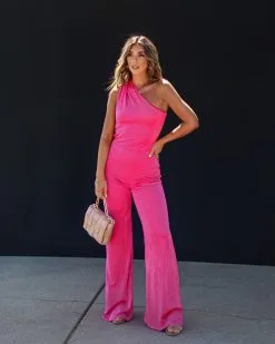 Made You Look One Shoulder Back Cutout Jumpsuit - Hot Pink -clothes Sales 1763C998 1BF3 4771 8A02 3857CF4A1D5A