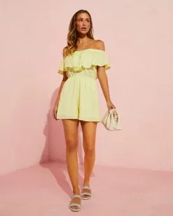 Nolita Off The Shoulder Romper - Lime 