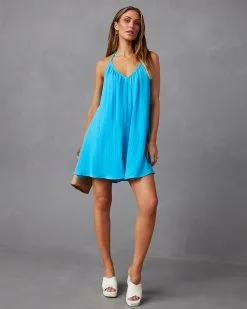 Jessamine Tie Back Romper – Blue 
