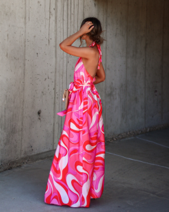 Bonnie Satin Printed Halter Pocketed Jumpsuit - SALE -clothes Sales 8ECD196D 728F 479D 88F4 D72B6DFF92B6