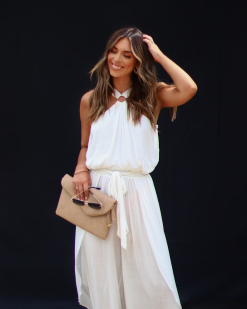 Sway My Way Halter Split Hem Jumpsuit - White -clothes Sales 9BB1C59B F9A5 44B6 B17D 4A2A90938684