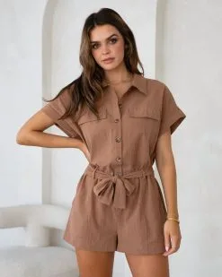 Adventure Seeking Cotton Utility Romper - Dark Taupe - FINAL SALE -clothes Sales AdventureSeekingCottonUtilityRomperDarkTaupe20